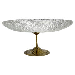 Mid-century design center piece crystal and brass bowl , 1960s