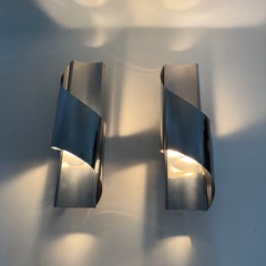 Lot de 2 appliques murales italiennes en métal, années 1970