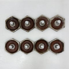 Set of 8 brown ceramic wall lamps , 1970s