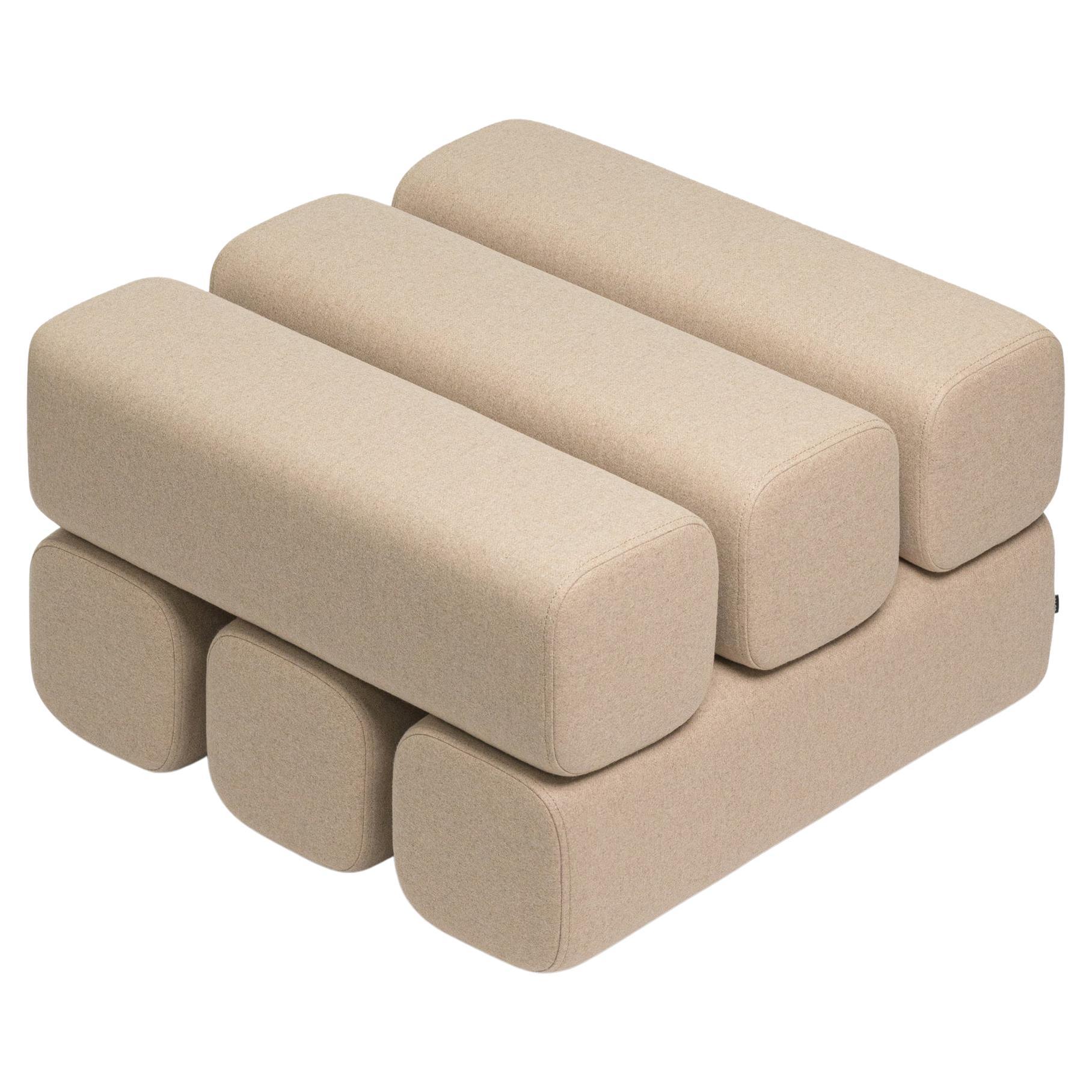 Ottoman pouf Drova 6 Wool fabric by Woo