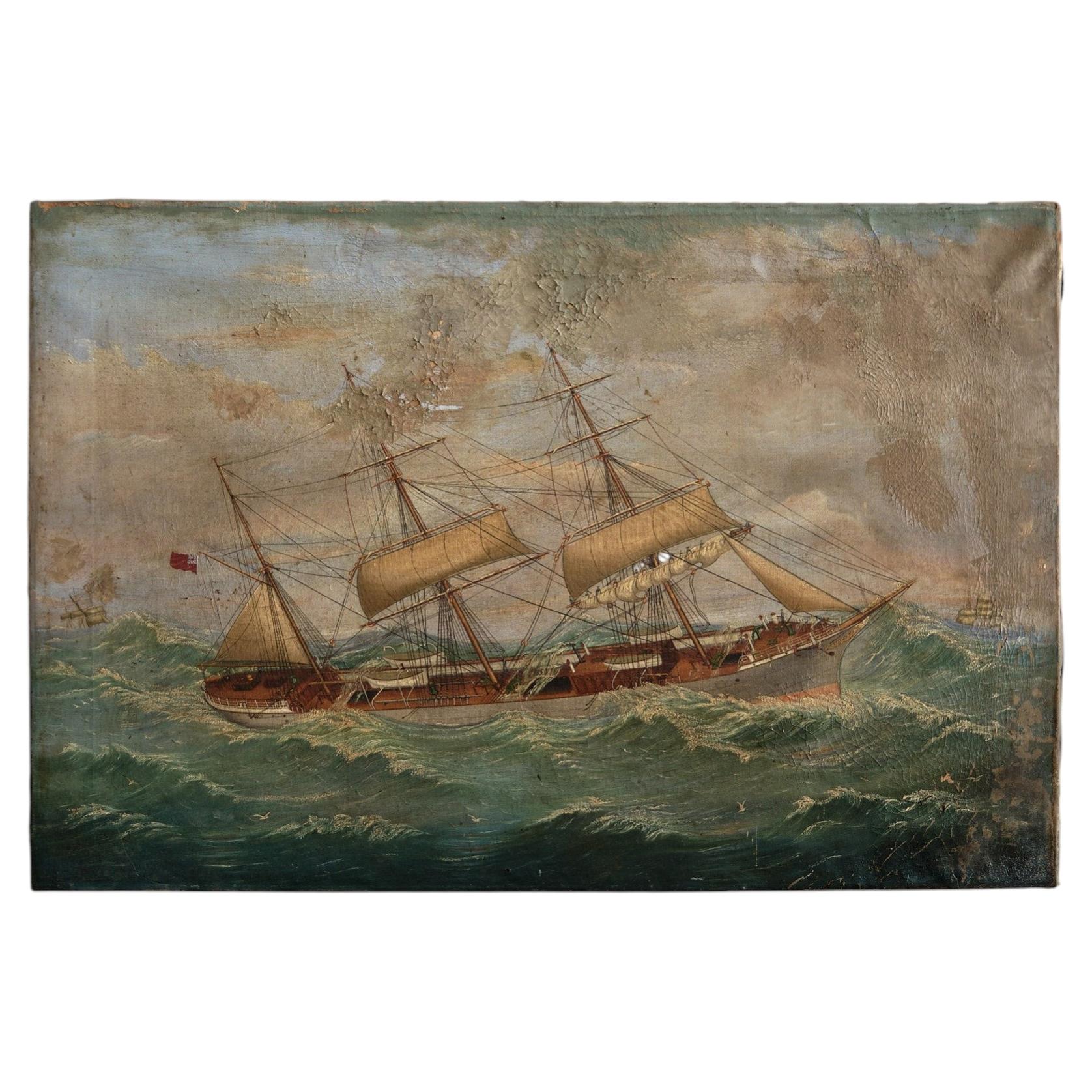 Oil on Canvas Ship Painting