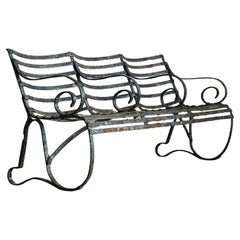 Used 19th Century Wrought Iron Strap Work Garden Bench