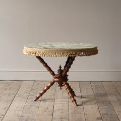 19th century simulated bamboo Gypsy side table in Antique velvet