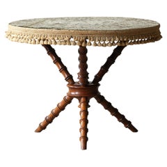 19th century simulated bamboo Gypsy side table in Antique velvet