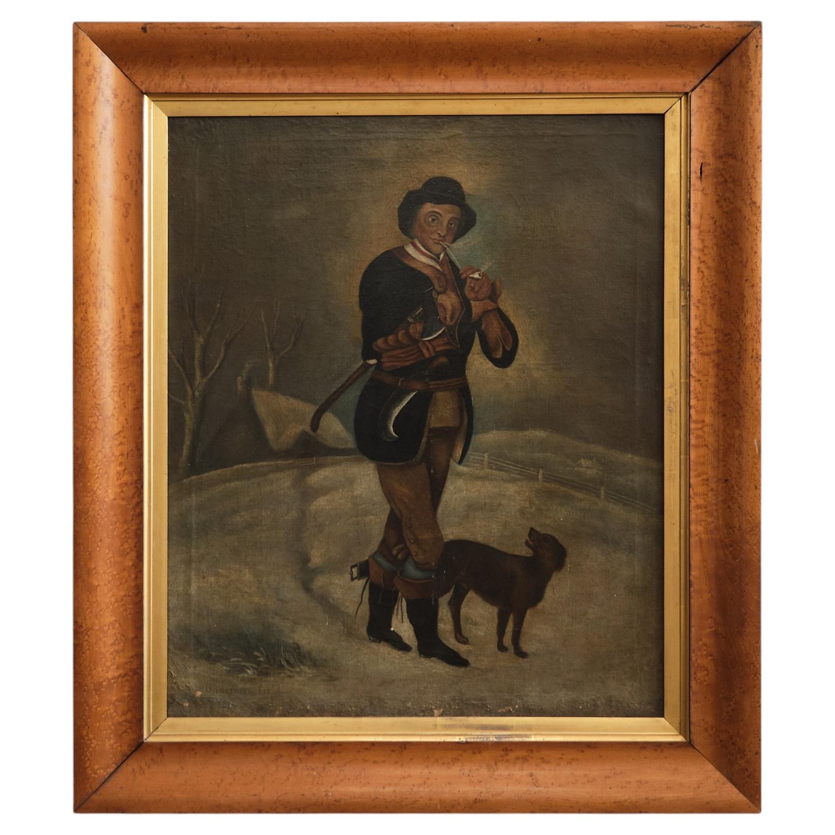 Early 19th century naive oil on canvas. For Sale