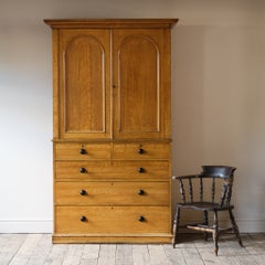 Antique Pine Linen Press in Original Paint