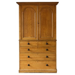 Antique Pine Linen Press in Original Paint