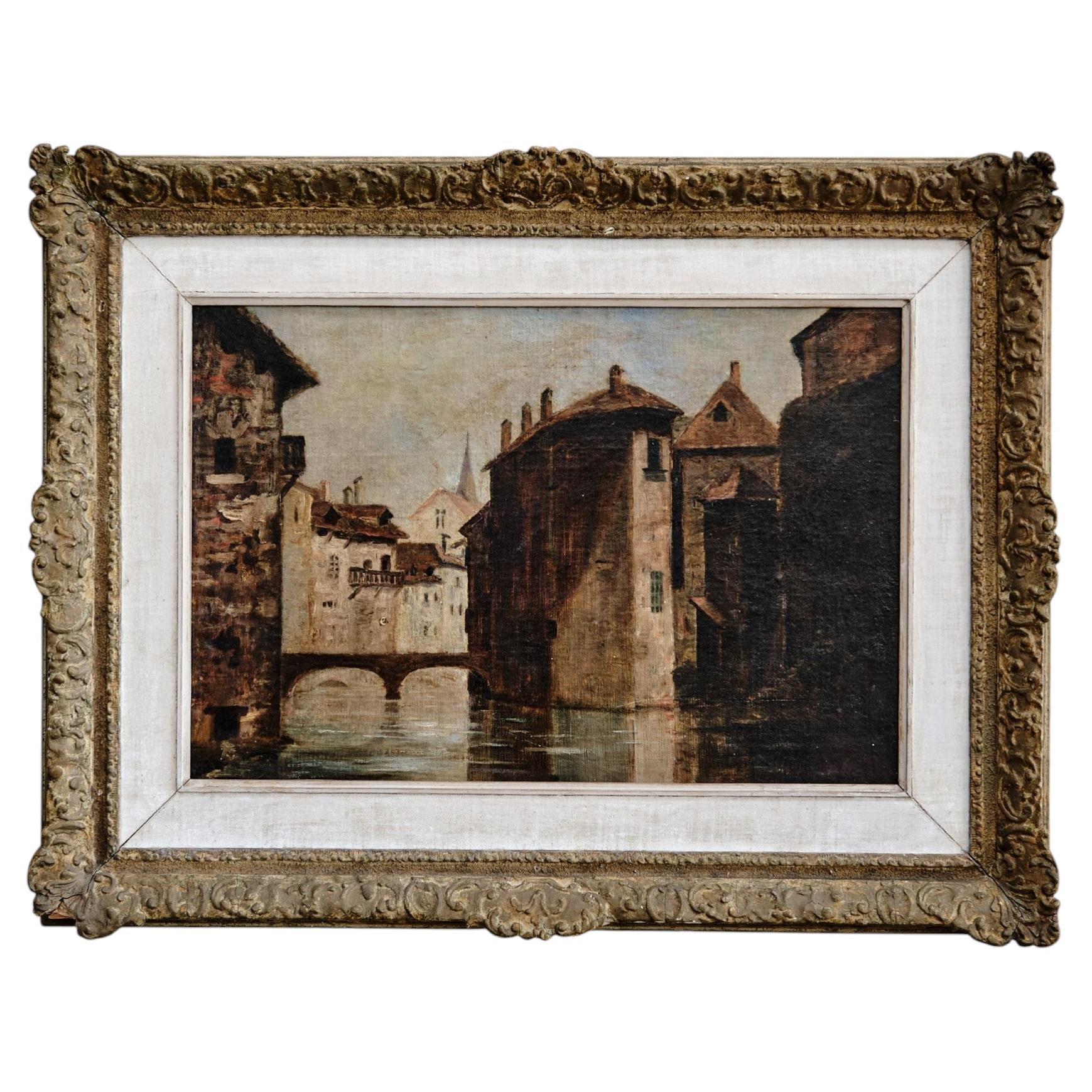19th Century French Oil on Canvas For Sale