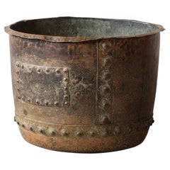 Large 19th Century Copper Planter Log Bin