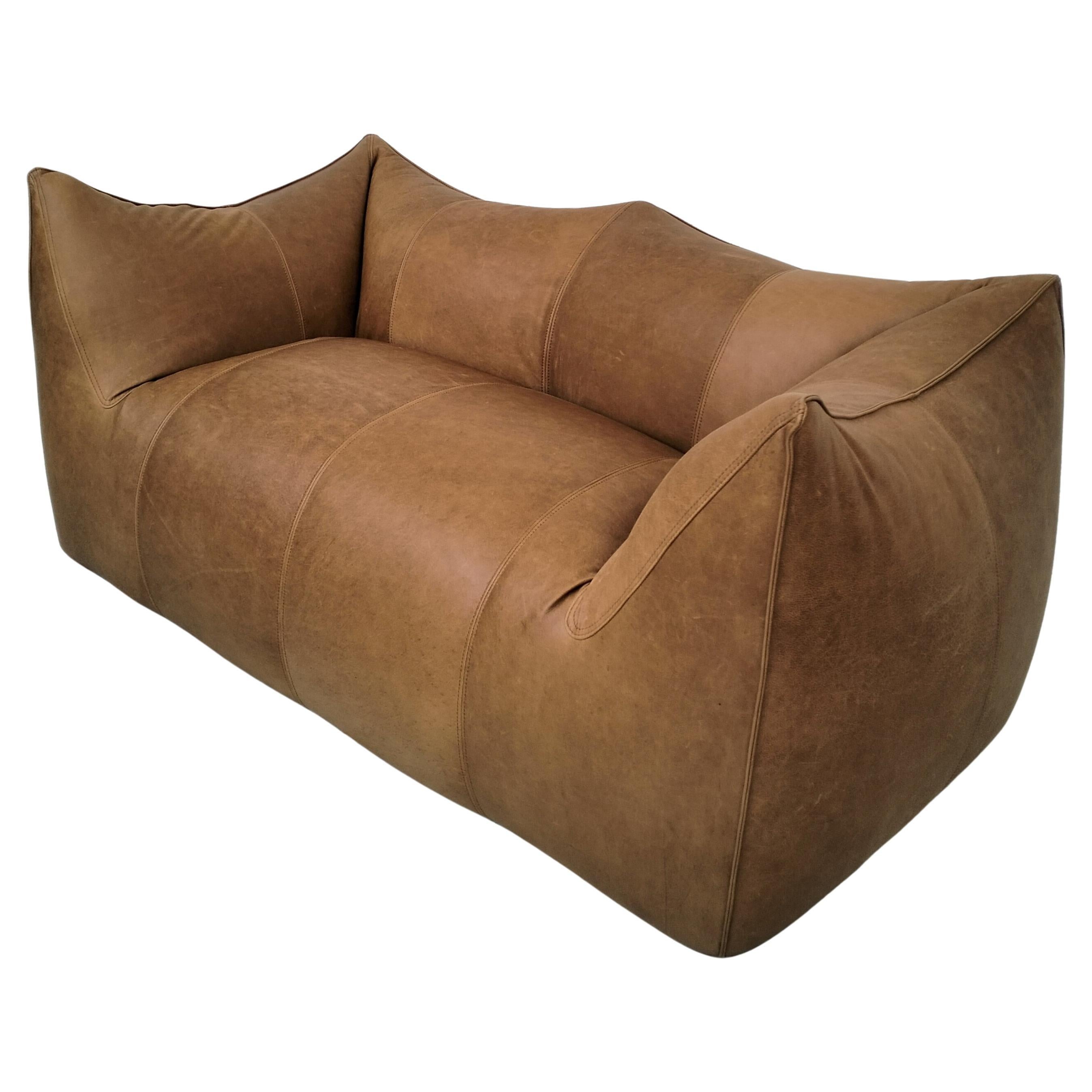 Le Bambole natural leather sofa by Mario Bellini for B&B Italia  70s For Sale