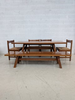 Torbecchia walnut dining set by Giovanni Michelucci for Poltronova 1960s