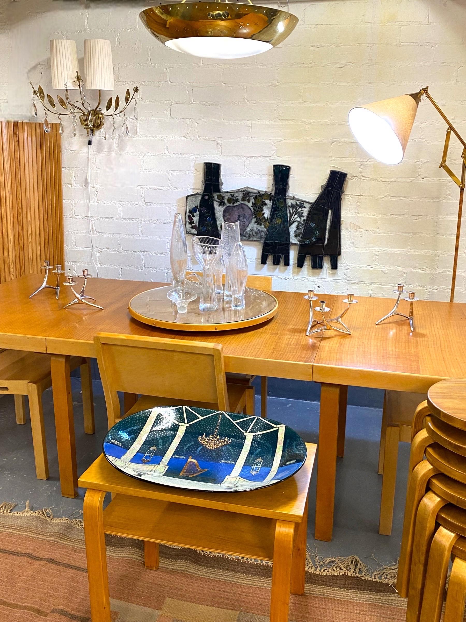 Large Expandable Alvar Aalto Wooden Dining Table Model 92, 1940s, Artek For Sale 3