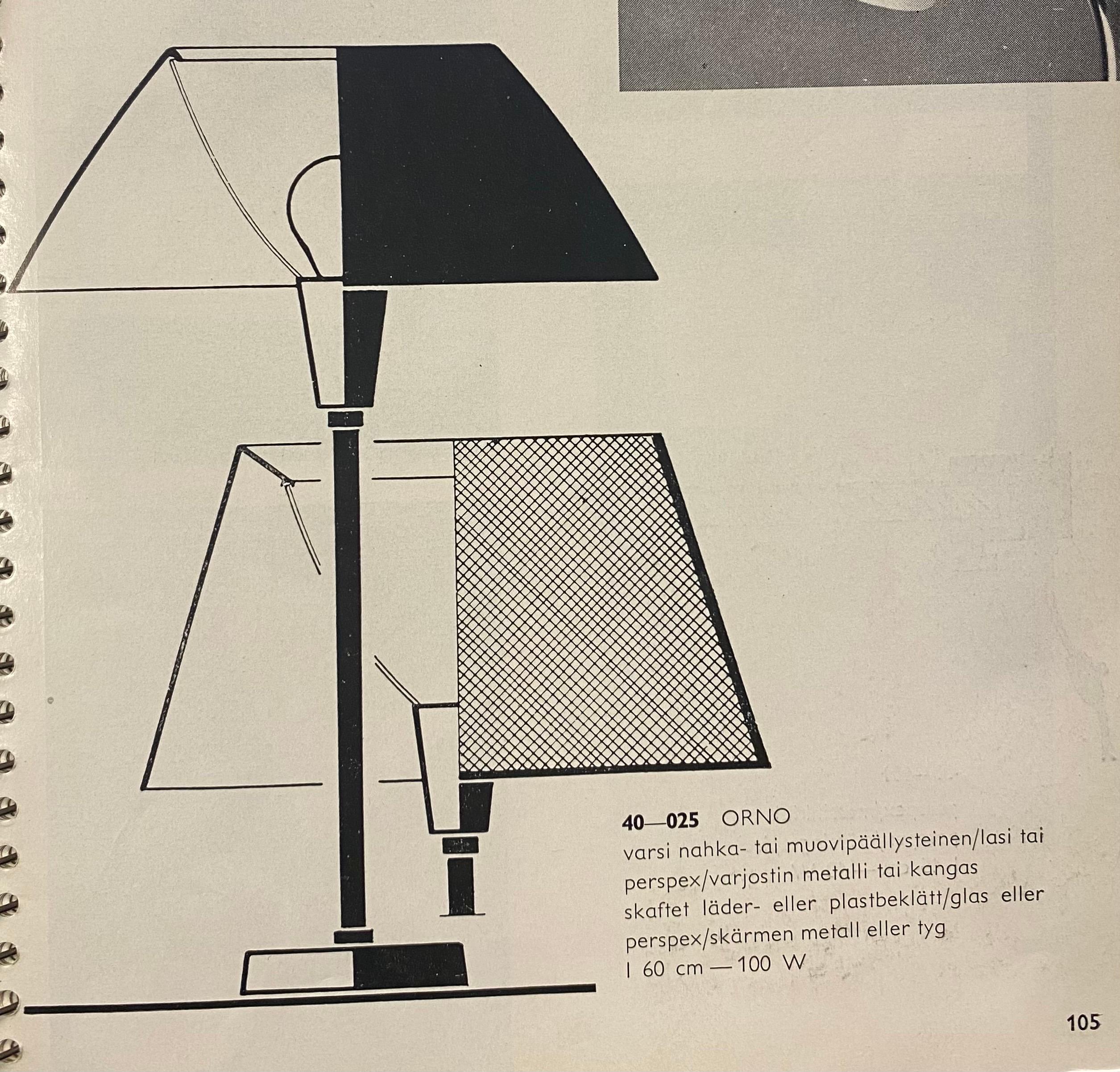 Lisa Johansson-Pape Ìhanne` Table Lamp in Green, Brass & Leather, Orno 1950s For Sale 6
