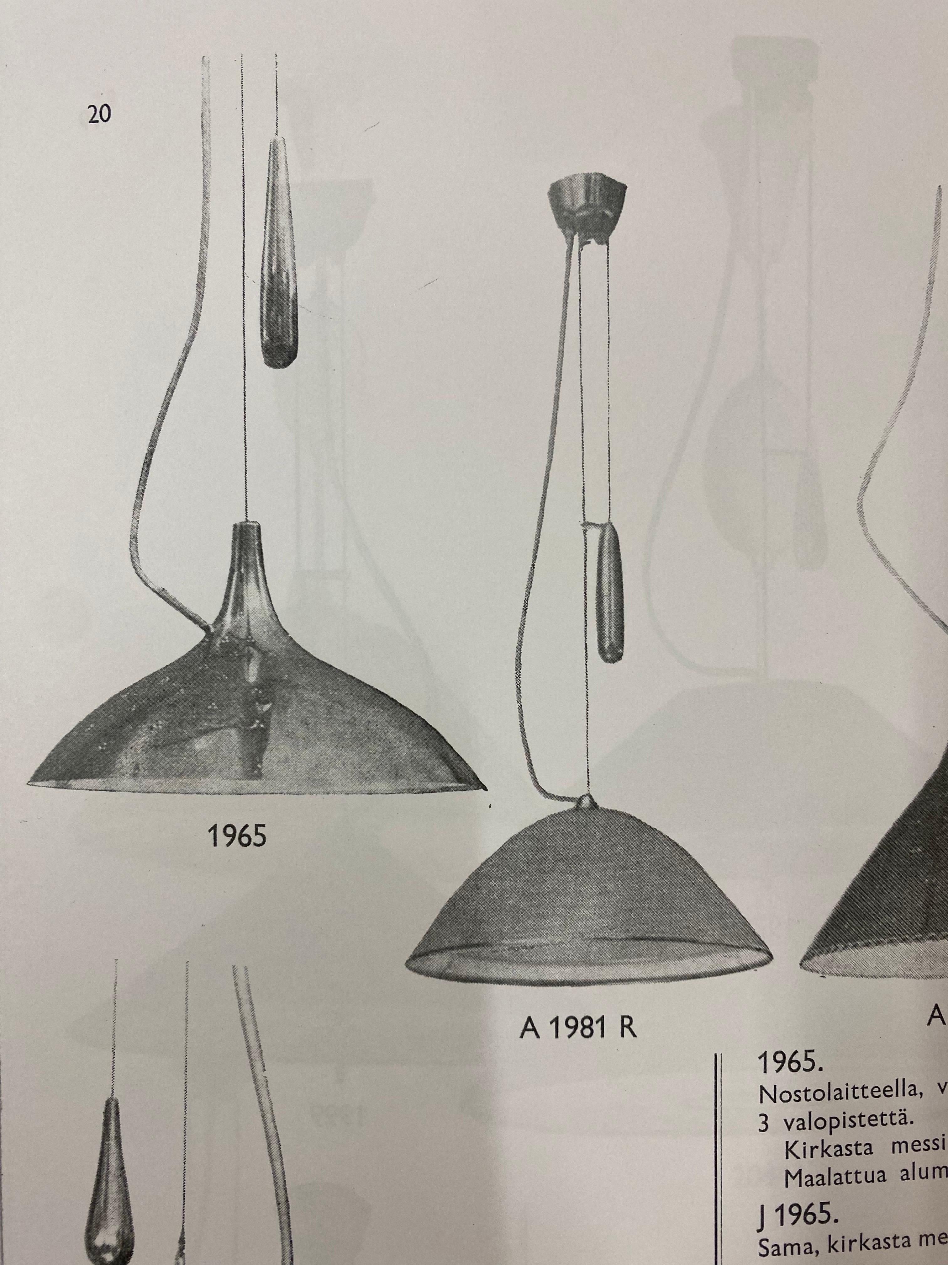 Una lampada da soffitto regolabile Paavo Tynell modello A1965 in Greene & Greene, Taito anni '50 in vendita 5