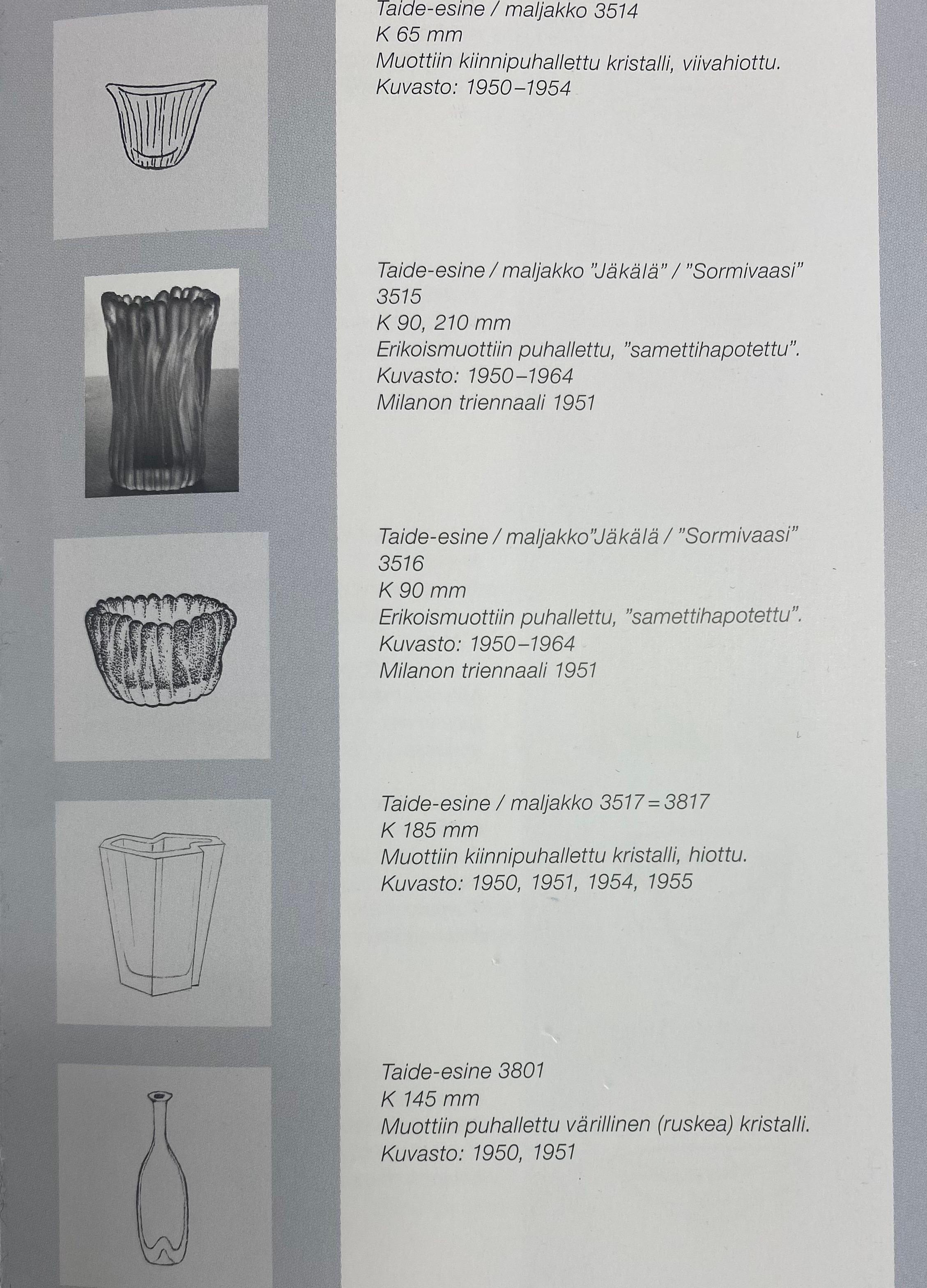 Tapio Wirkkala Velvet Art Glass Vase 
