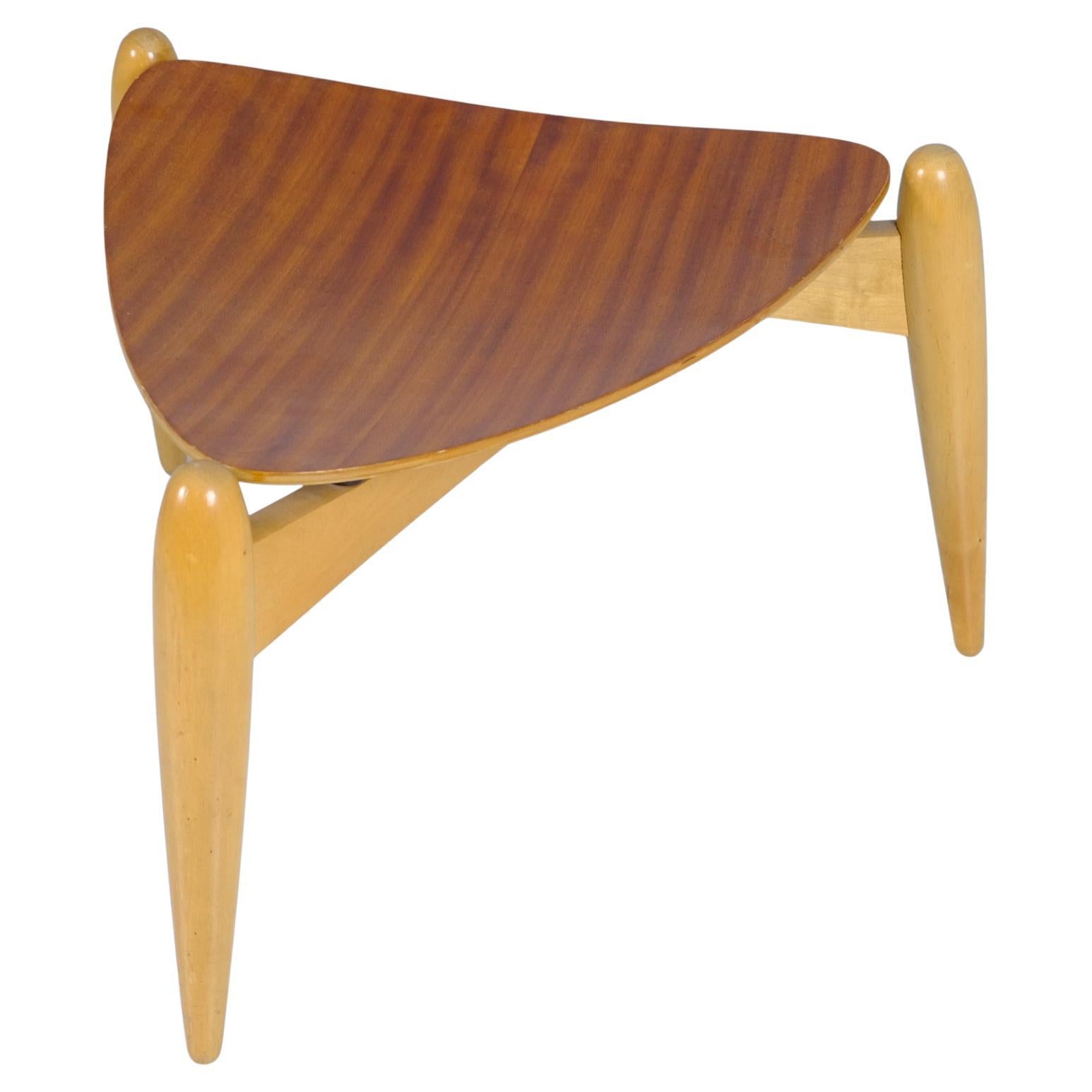 Tabouret Ilmari Tapiovaara avec assise en contreplaqué moulé, Asko 1950s