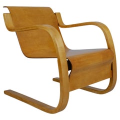 Sedia a molla Alvar Aalto modello 42, compensato curvato e betulla, Artek anni '40