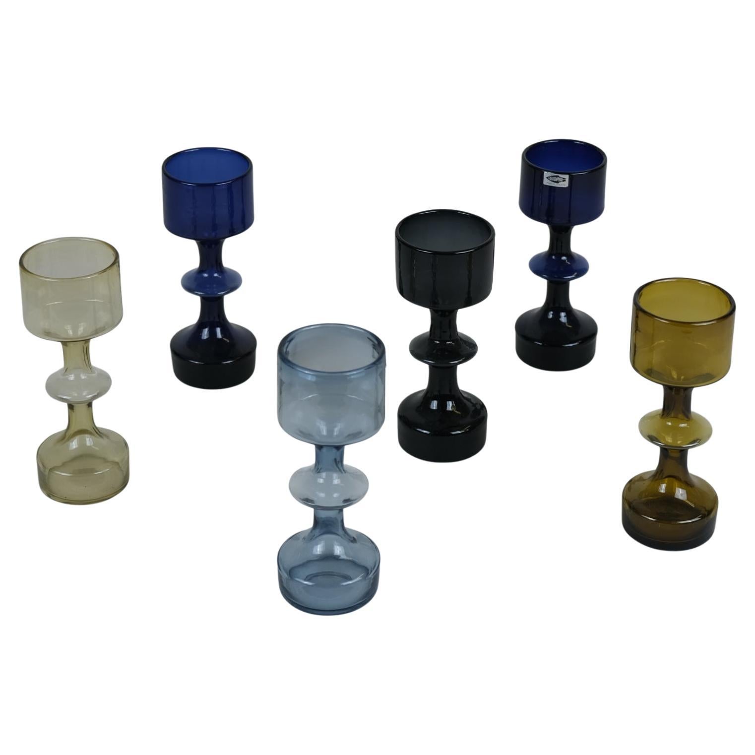 A Beautiful Vases of Six Colourful Vases by Kaj Franck, KF 245, Nuutajärvi 1957 For Sale