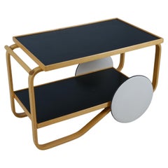 Schwarzer Alvar Aalto Couchtisch / Teewagen Modell 901, Birke, Artek 1960er Jahre