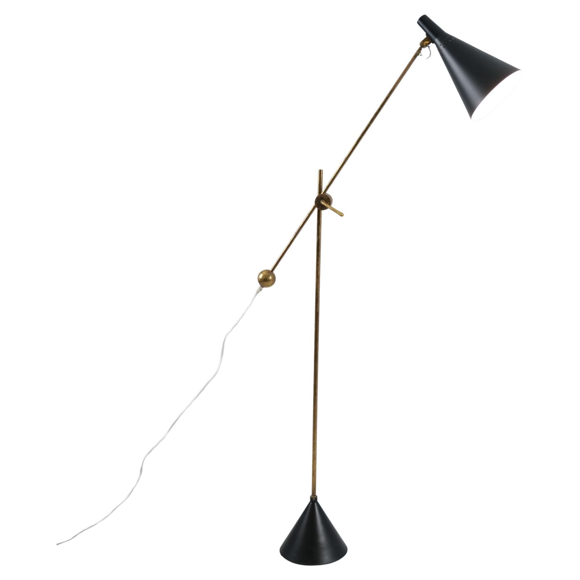Lampadaire réglable noir Tapio Wirkkala modèle K10-11, Idman années 1950