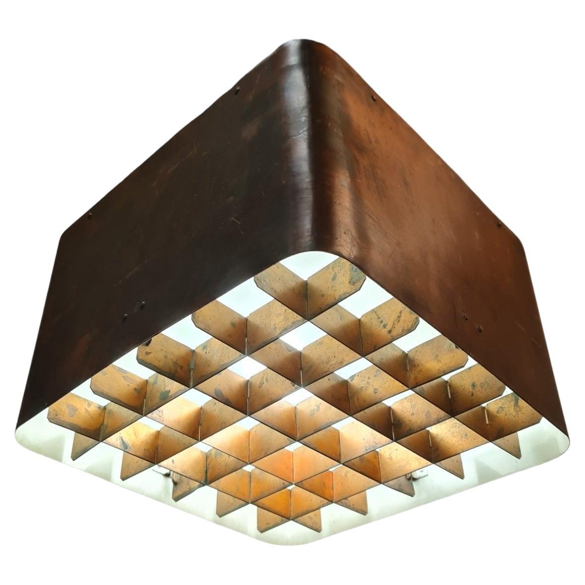 Paavo Tynell Ceiling Lamp 80648 in Copper, Idman 1950s For Sale