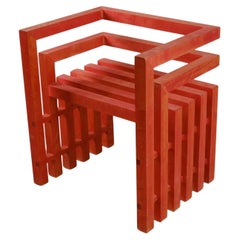 Unique Modernistic Finnish Design Armchair in Red Stained Birch, 1990s