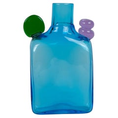 Oiva Toikka Pampula Bottle in Light Blue and Green, Nuutajärvi Notsjö 1970s