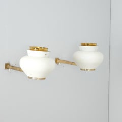 Pair of Alvar Aalto Commissioned Wall Lamps in White & Brass, Valaistustyö 1950s