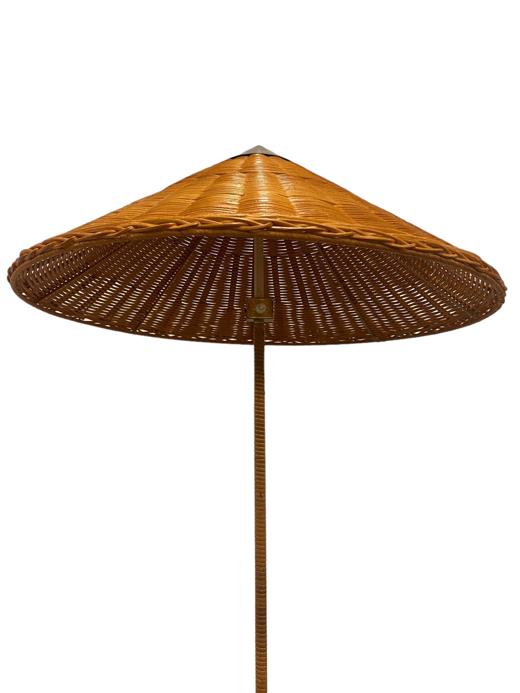 Scandinavian Modern Paavo Tynell `Chinese Hat` Floor Lamp Model 9602, Idman 1950s