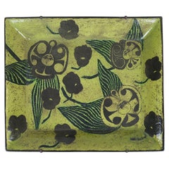 Grand jardin vert surréaliste Birger Kaipiainen Relief mural en faïence Rörstrand 1950s