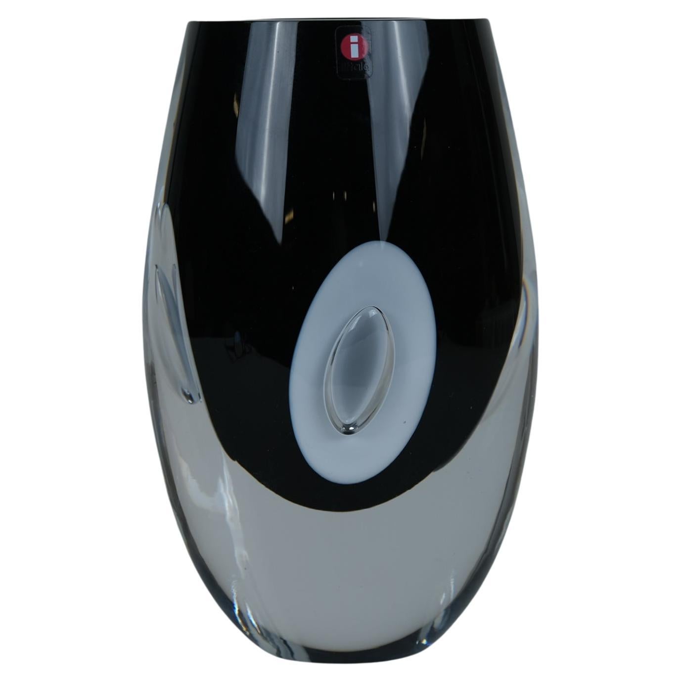 Timo Sarpaneva Claritas Art Glass Object in Black and White, Iittala 2005 For Sale