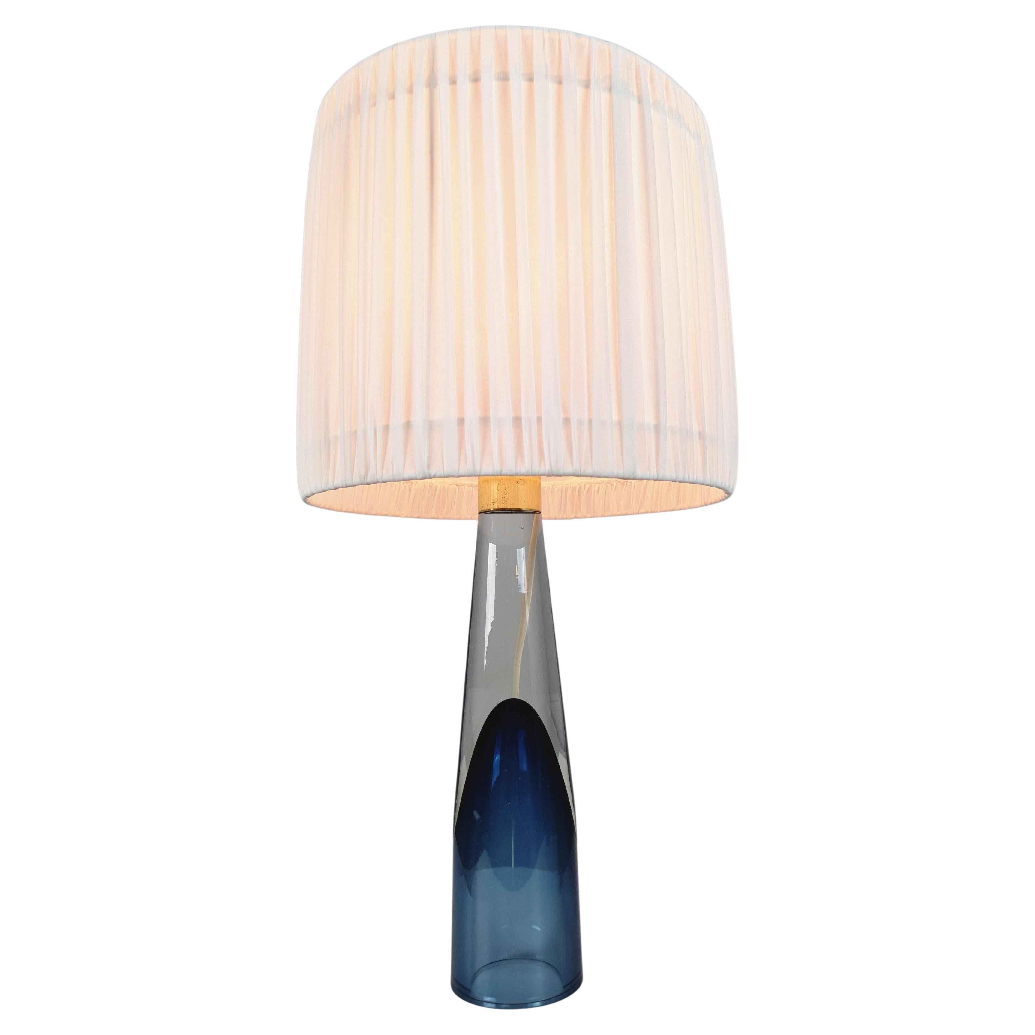 Lisa Johansson-Pape Lámpara de mesa de vidrio artístico azul "Missis", Iittala / Orno 1950