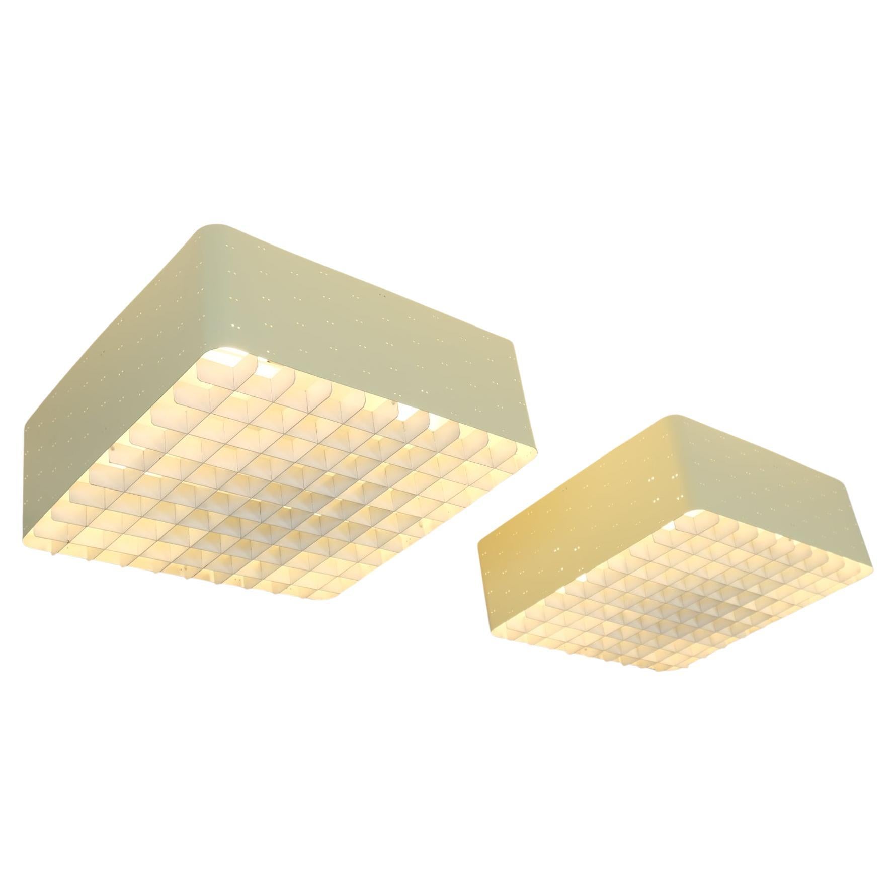 Paire de plafonniers Paavo Tynell Starry Sky 9068, en jaune et blanc, Idman