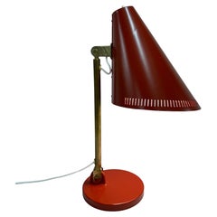 A Paavo Tynell Table Lamp Model 9222 In Red & Brass, Idman 1950s
