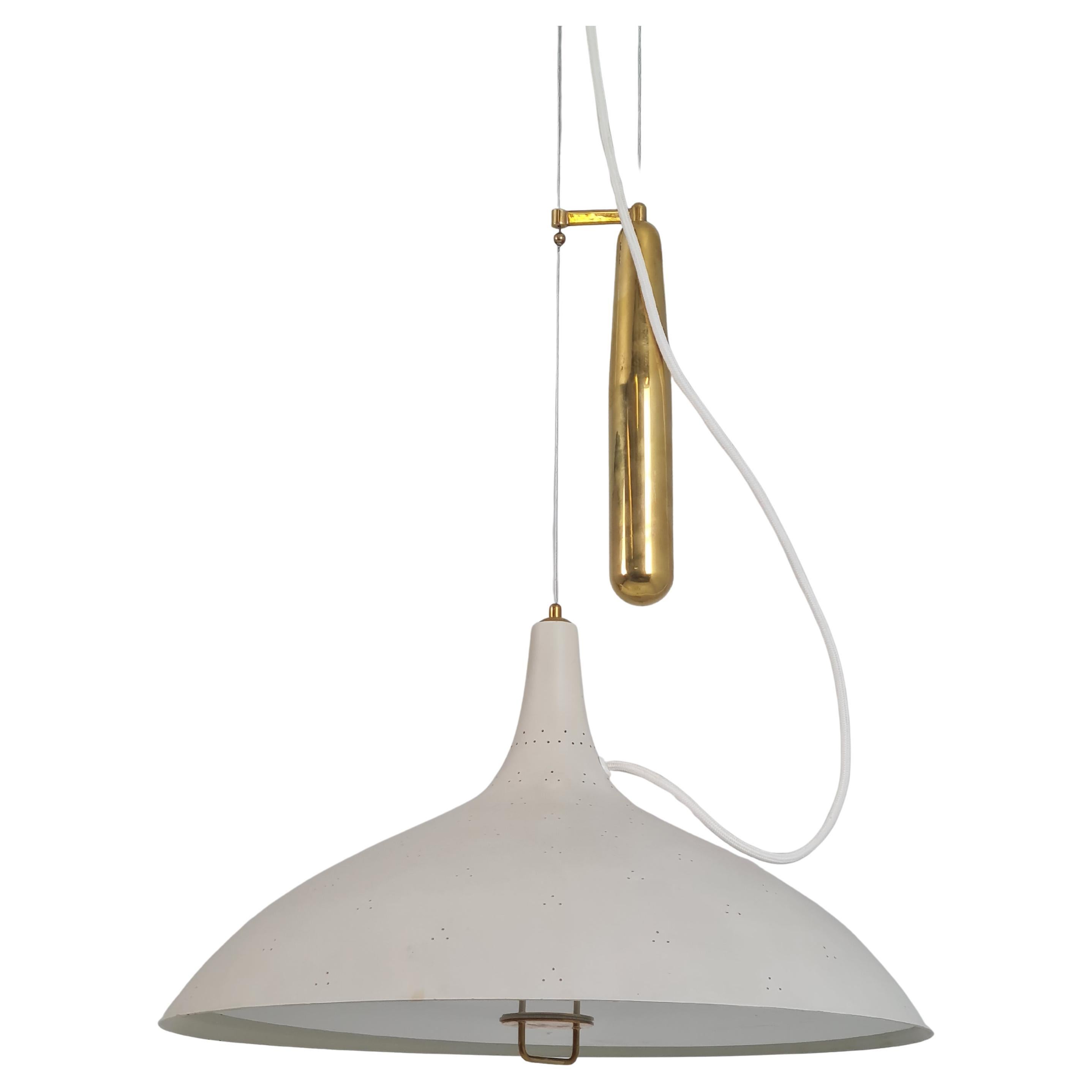 Lampada da soffitto regolabile Paavo Tynell White Perfortated Modello 1965, Taito 1950s