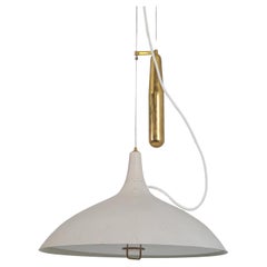 Lampada da soffitto regolabile Paavo Tynell White Perfortated Modello 1965, Taito 1950s