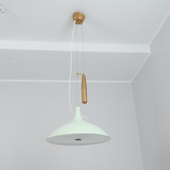 A Paavo Tynell Adjustable Ceiling Lamp Model A1965 in Light Green, Taito 1950s