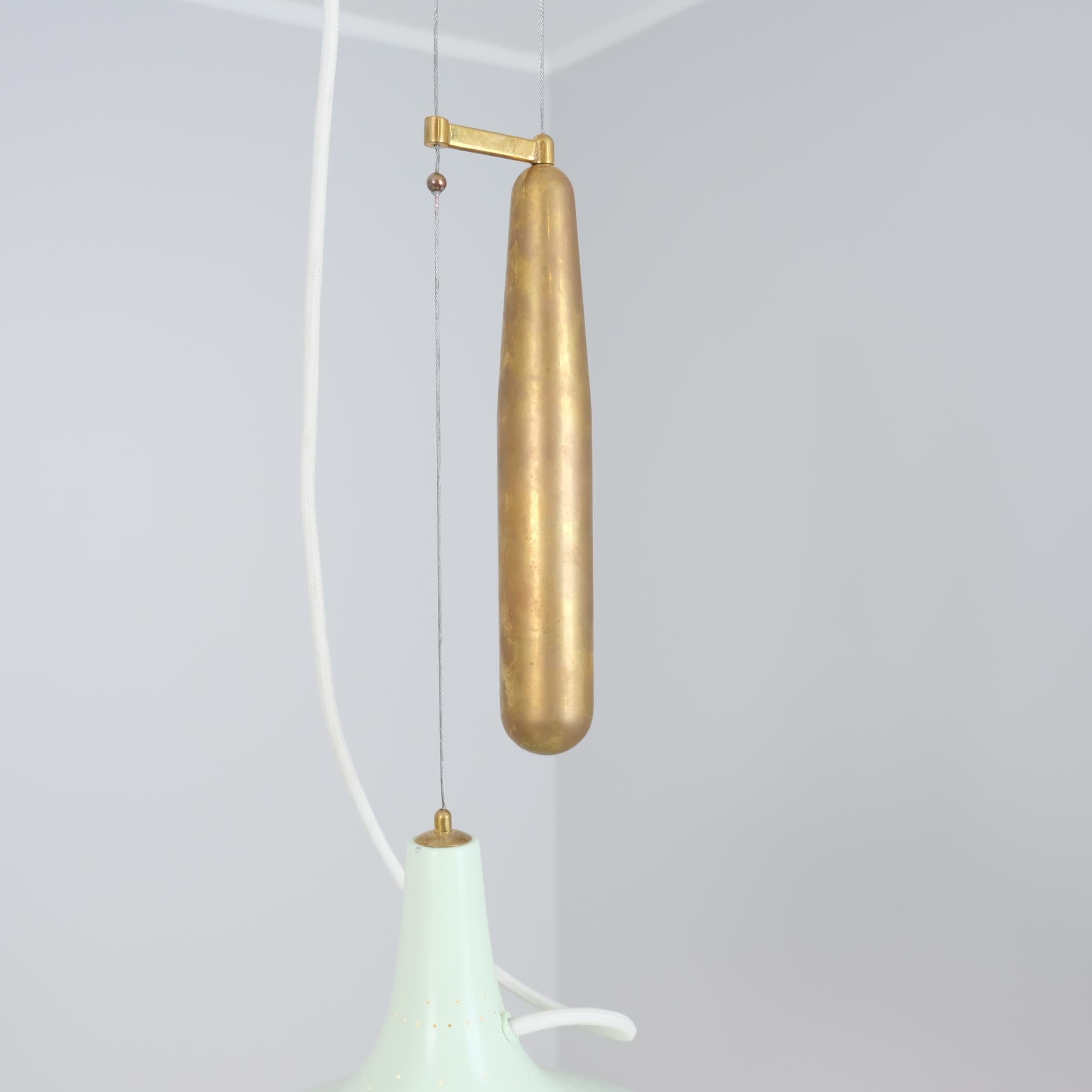 Métal Plafonnier réglable Paavo Tynell, modèle A1965, vert clair, Taito, années 1950 en vente
