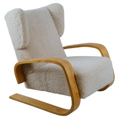 Alvar Aalto „Tank“ Sessel mit hoher Rückenlehne aus Schafsleder A 38, Artek 1940er Jahre
