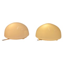 Lámparas de techo minimalistas Idman de cristal opalino blanco Model 80113, años 50