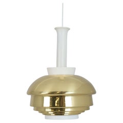Lámpara de techo Alvar Aalto Modelo A335B, Latón y metal blanco, Valaistustyö Años 50
