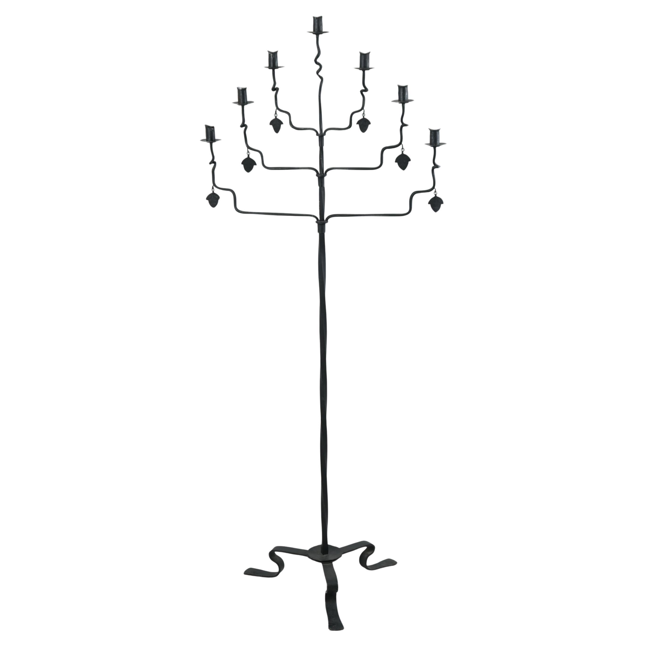 Candelabro decorativo da terra Bertel Lindholm in ferro battuto, Hakkarainen 1930