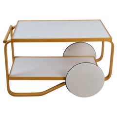 Alvar Aalto Tea Trolley Model 901 in White and Birch for Artek, 1960s