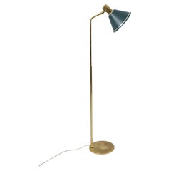 Vintage Mid-Century Modern Swedish Öia Floor Lamp in Brass & Green Shade, 1970s