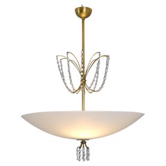 Lustre Lisa Johansson-Papé Modèle 1068 en laiton et verre, Orno 1950s