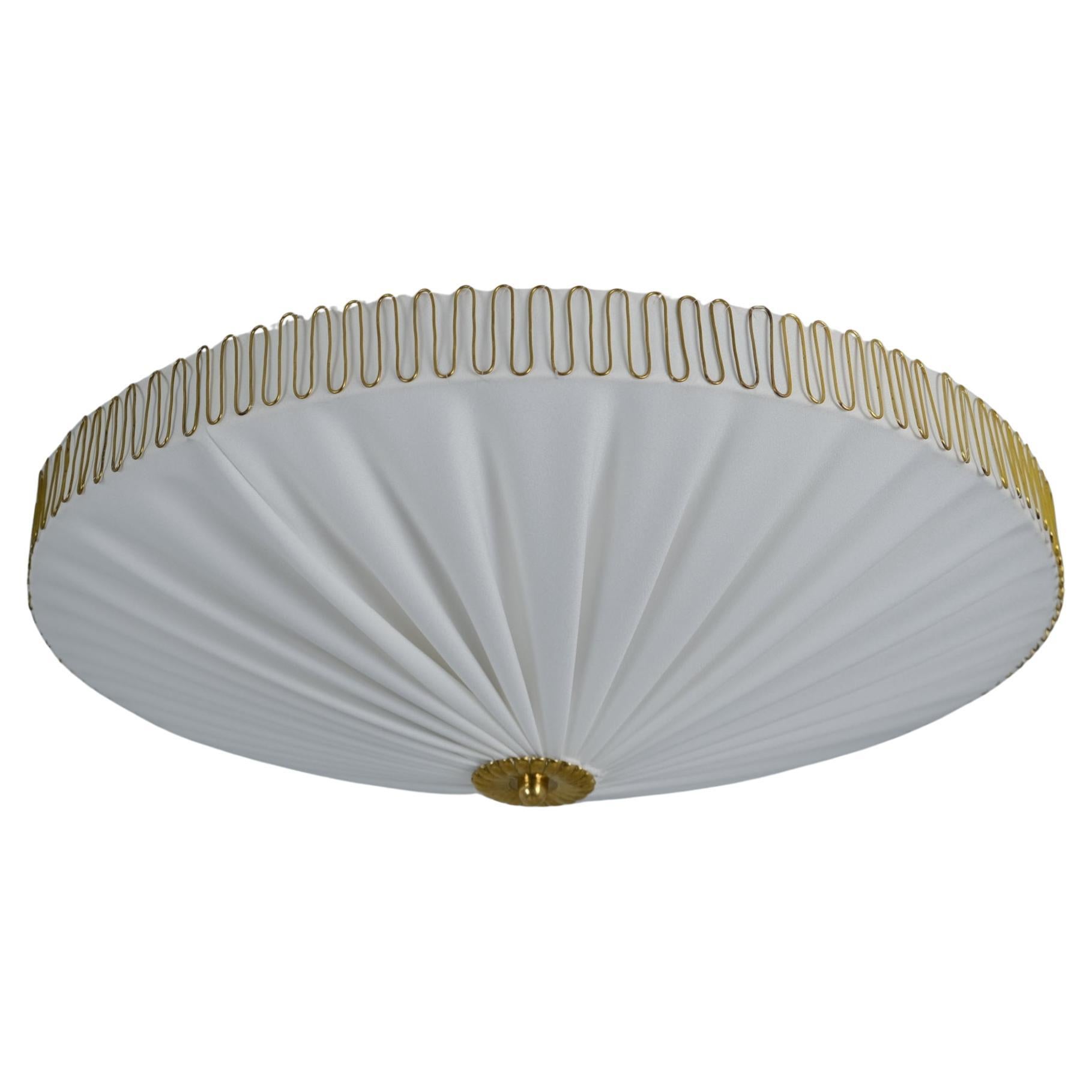 Gunnel Nyman Flush Mount In Brass and Fabric, Model K5-40, Idman 1950s For Sale
