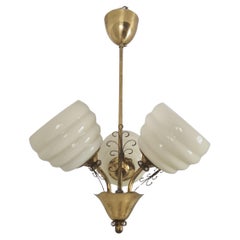 Mid-Century Finnish Design Lamp in Brass and Glass, 1950s