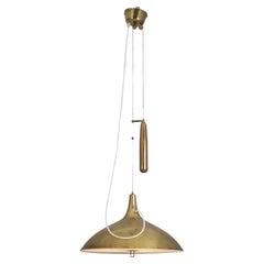 Paavo Tynell Brass Perfortated Adjustable Ceiling Lamp Model 1965, Taito 1950s