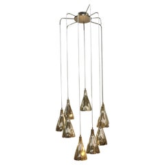 Paavo Tynell Nine Arm Perforated Brass Chandelier Model 1994/9, Taito 1950s
