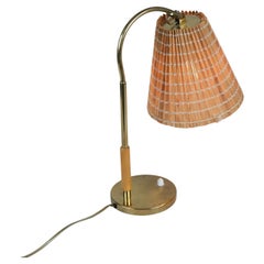 Verstellbare Tischlampe 9201 aus Messing, Birke und Rattan von Paavo Tynell, Taito 1940er Jahre